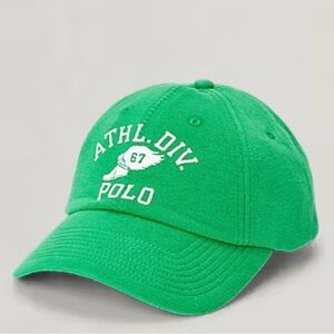 Polo Ralph Lauren 67 ATHL. DIV P-Wing Hat Cap Green Fleece Snapback One Size NWT